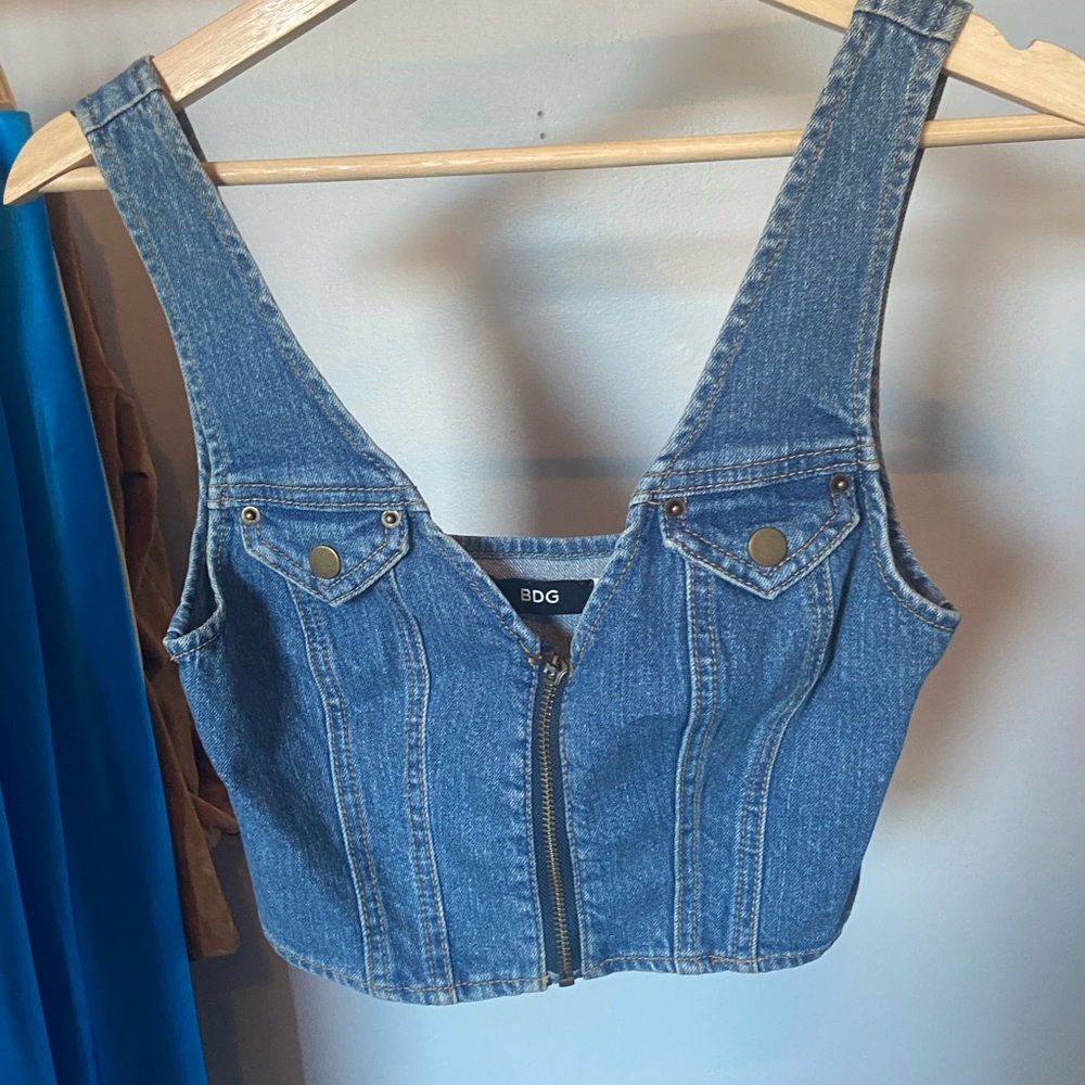 sassy UO cropped denim vest